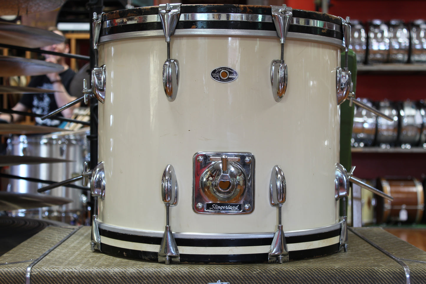 1970s Slingerland Modern Jazz in White Gloss 14x18 14x14 8x12