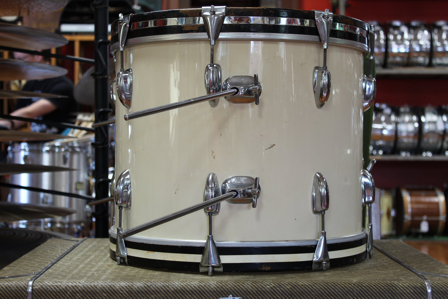 1970s Slingerland Modern Jazz in White Gloss 14x18 14x14 8x12