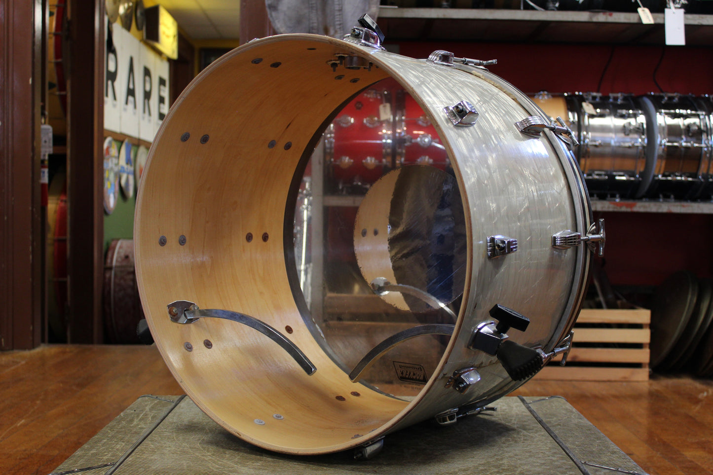 1970s Ludwig Big Beat Outfit in White Marine Pearl 14x22 8x12 9x13 16x16