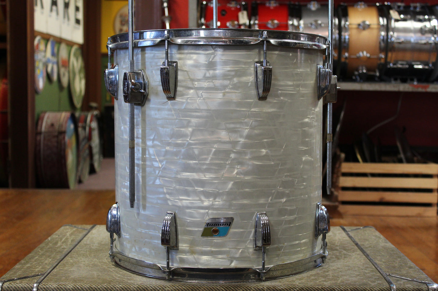 1970s Ludwig Big Beat Outfit in White Marine Pearl 14x22 8x12 9x13 16x16