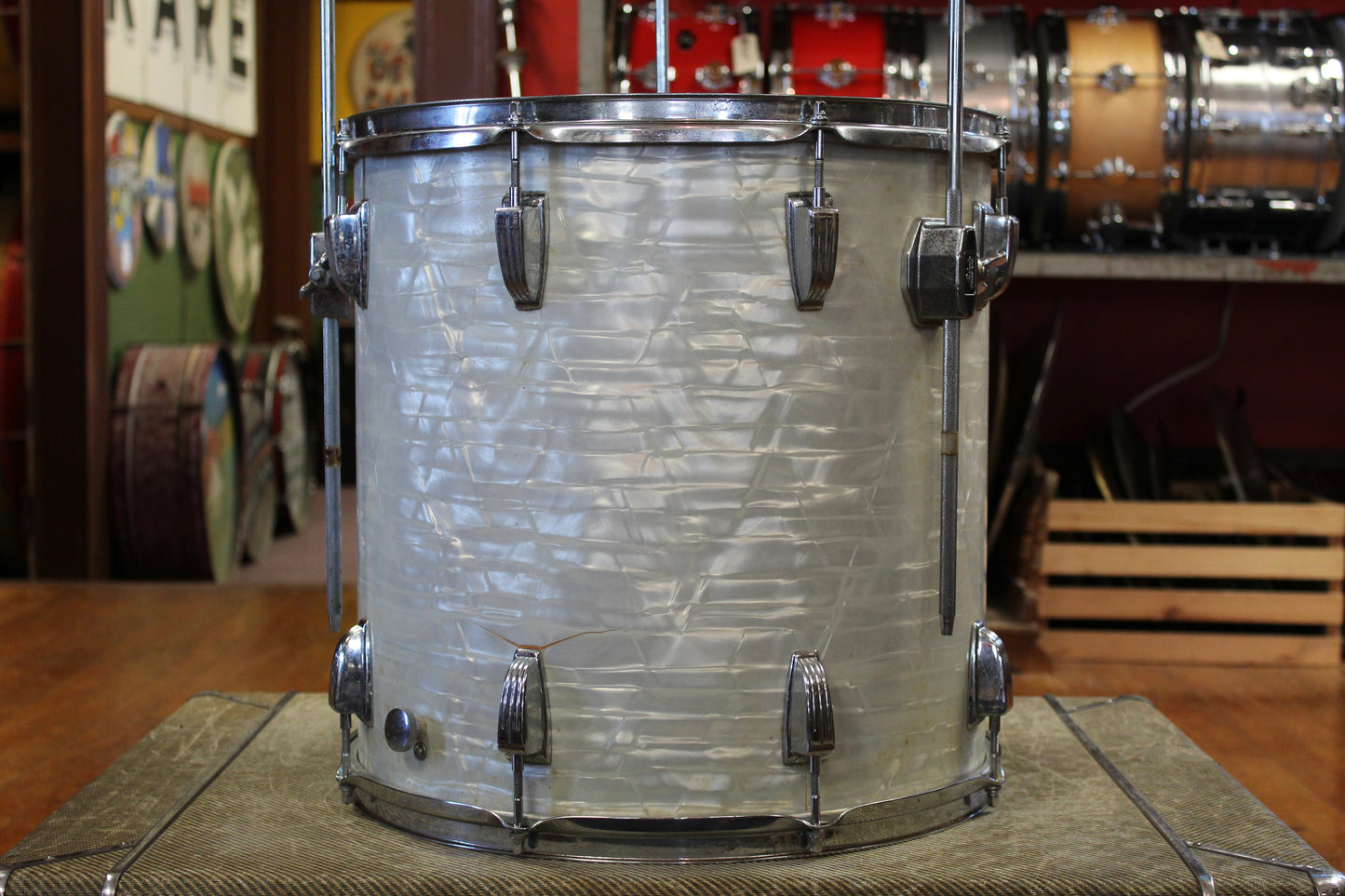 1970s Ludwig Big Beat Outfit in White Marine Pearl 14x22 8x12 9x13 16x16
