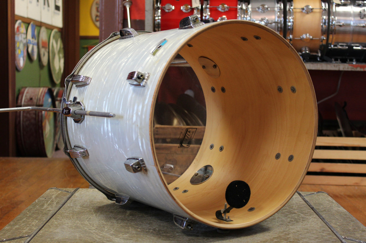 1970s Ludwig Big Beat Outfit in White Marine Pearl 14x22 8x12 9x13 16x16