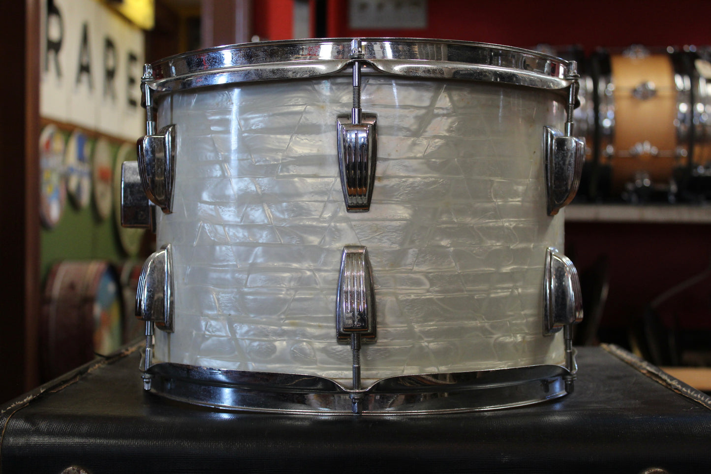 1970s Ludwig Big Beat Outfit in White Marine Pearl 14x22 8x12 9x13 16x16