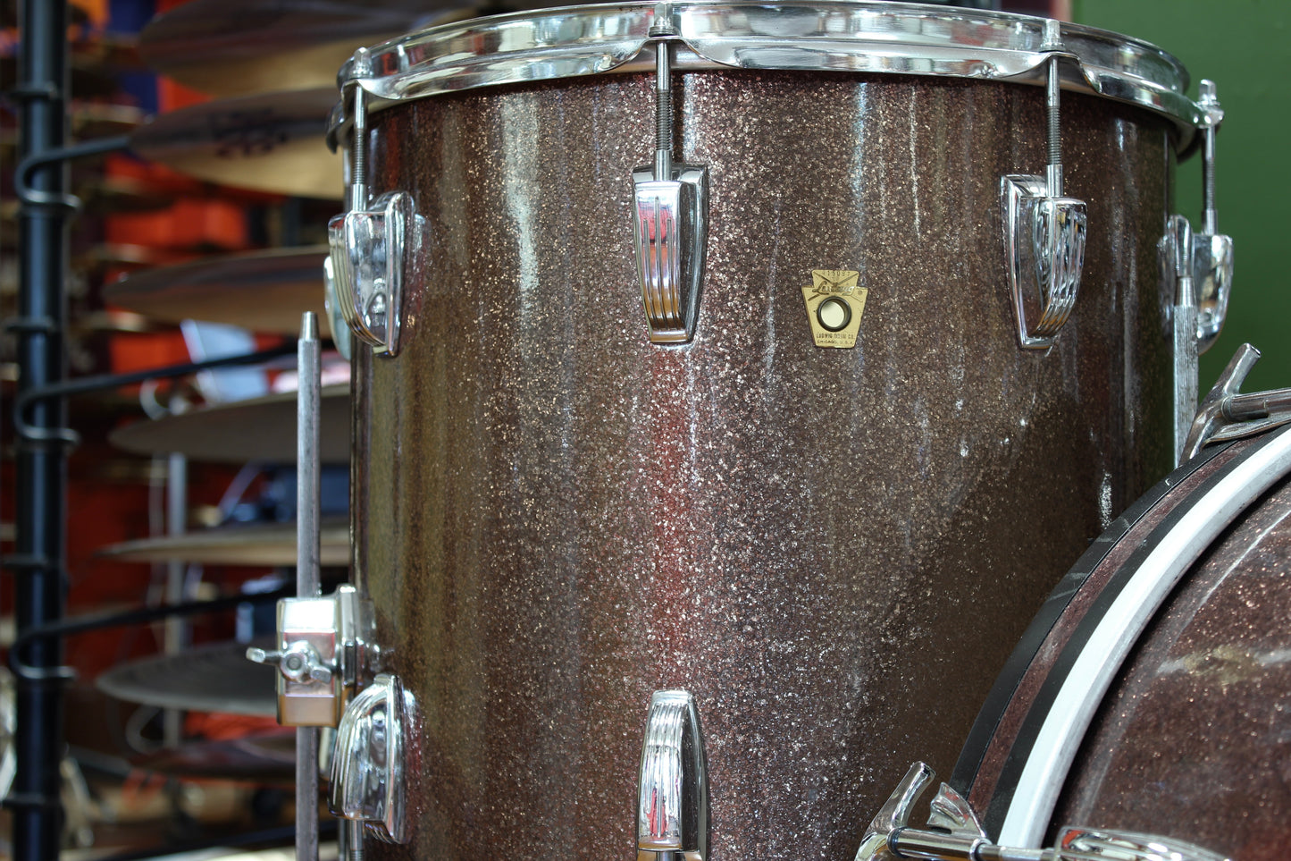 1966 Ludwig Downbeat outfit in Burgundy Sparkle 14x20 14x14 8x12