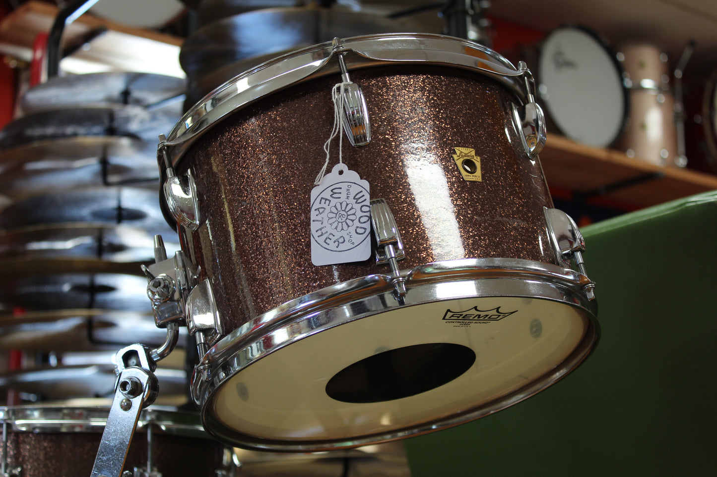 1966 Ludwig Downbeat outfit in Burgundy Sparkle 14x20 14x14 8x12