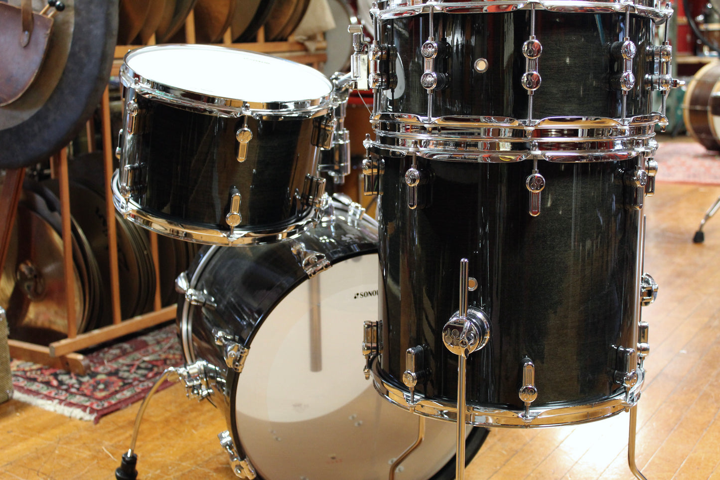 Sonor AQ2 Maple Bop Outfit in Transparent Black 14x18 8x12 14x14 5x14