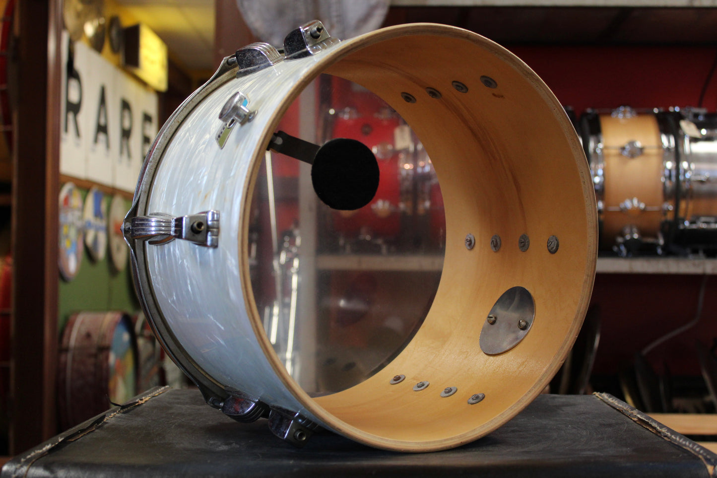 1970s Ludwig Big Beat Outfit in White Marine Pearl 14x22 8x12 9x13 16x16