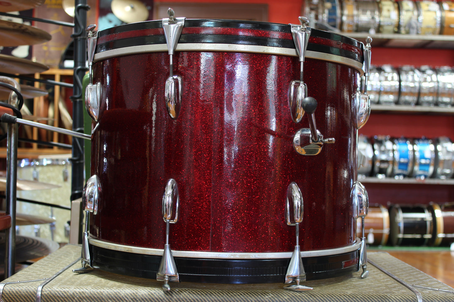 1966 Slingerland Modern Solo outfit in Sparkling Red Pearl 14x20 16x16 8x12 8x12