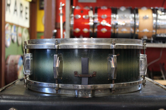 1936 Ludwig and Ludwig 5x14 Snare Drum in Blue and Silver Duco