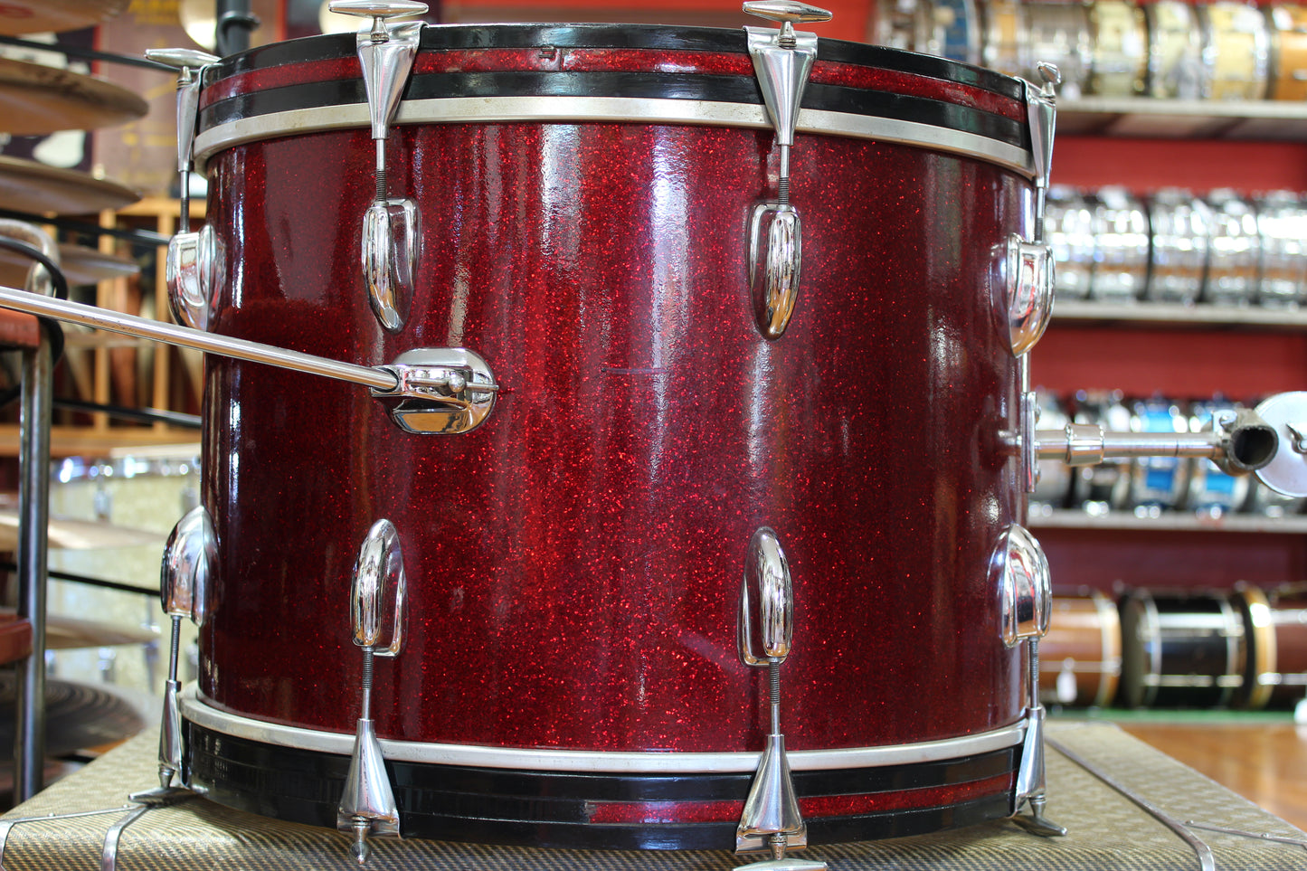 1966 Slingerland Modern Solo outfit in Sparkling Red Pearl 14x20 16x16 8x12 8x12