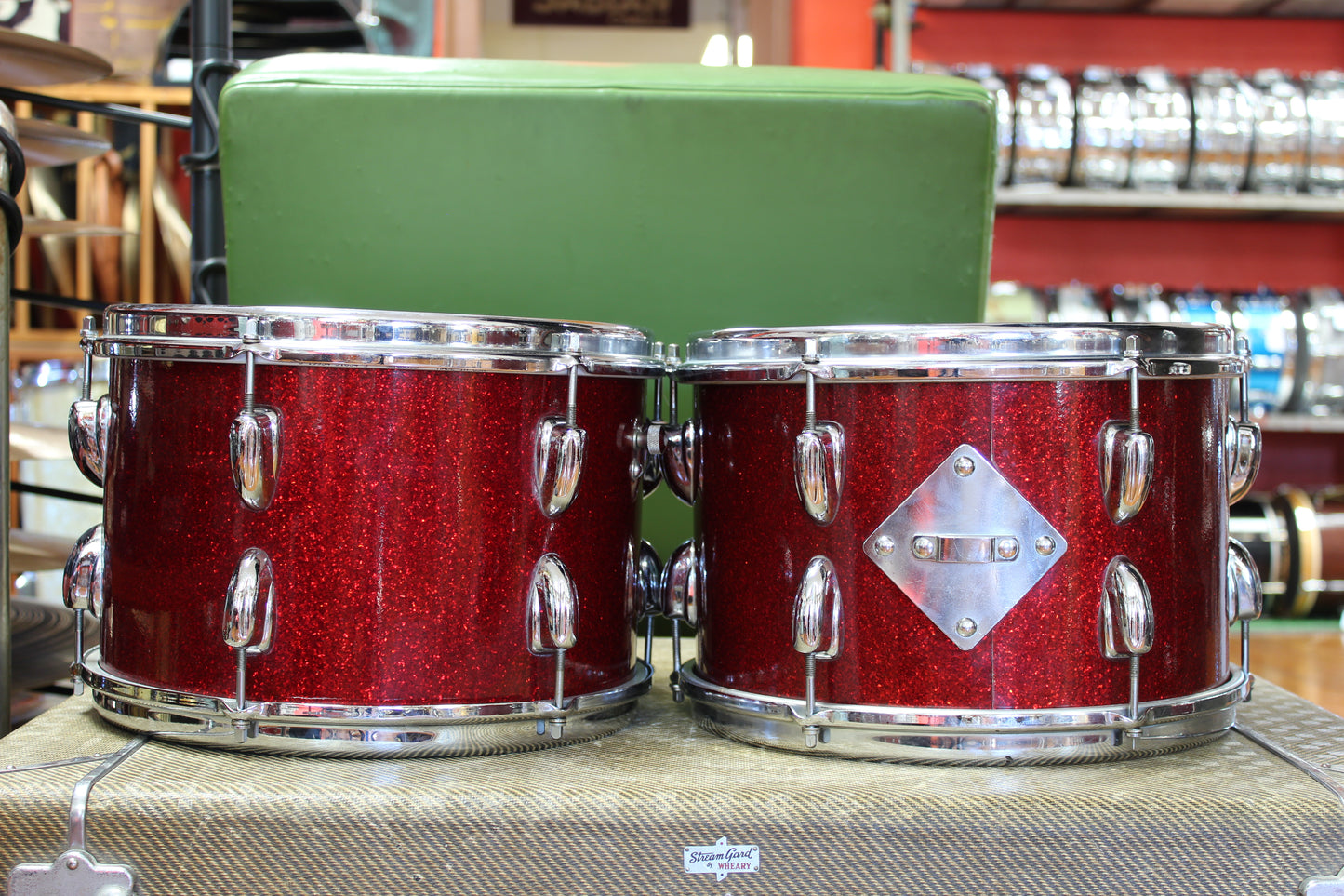 1966 Slingerland Modern Solo outfit in Sparkling Red Pearl 14x20 16x16 8x12 8x12
