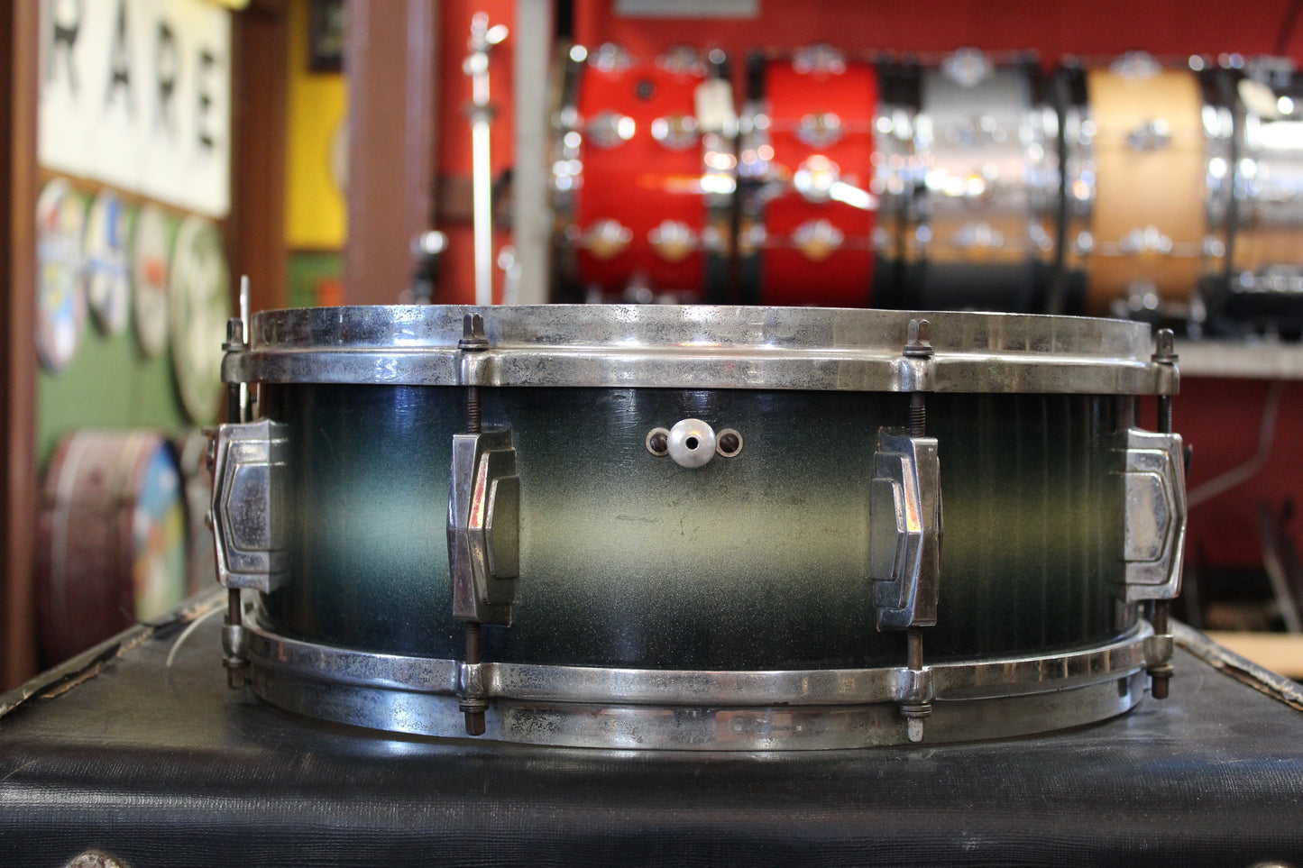 1936 Ludwig and Ludwig 5x14 Snare Drum in Blue and Silver Duco