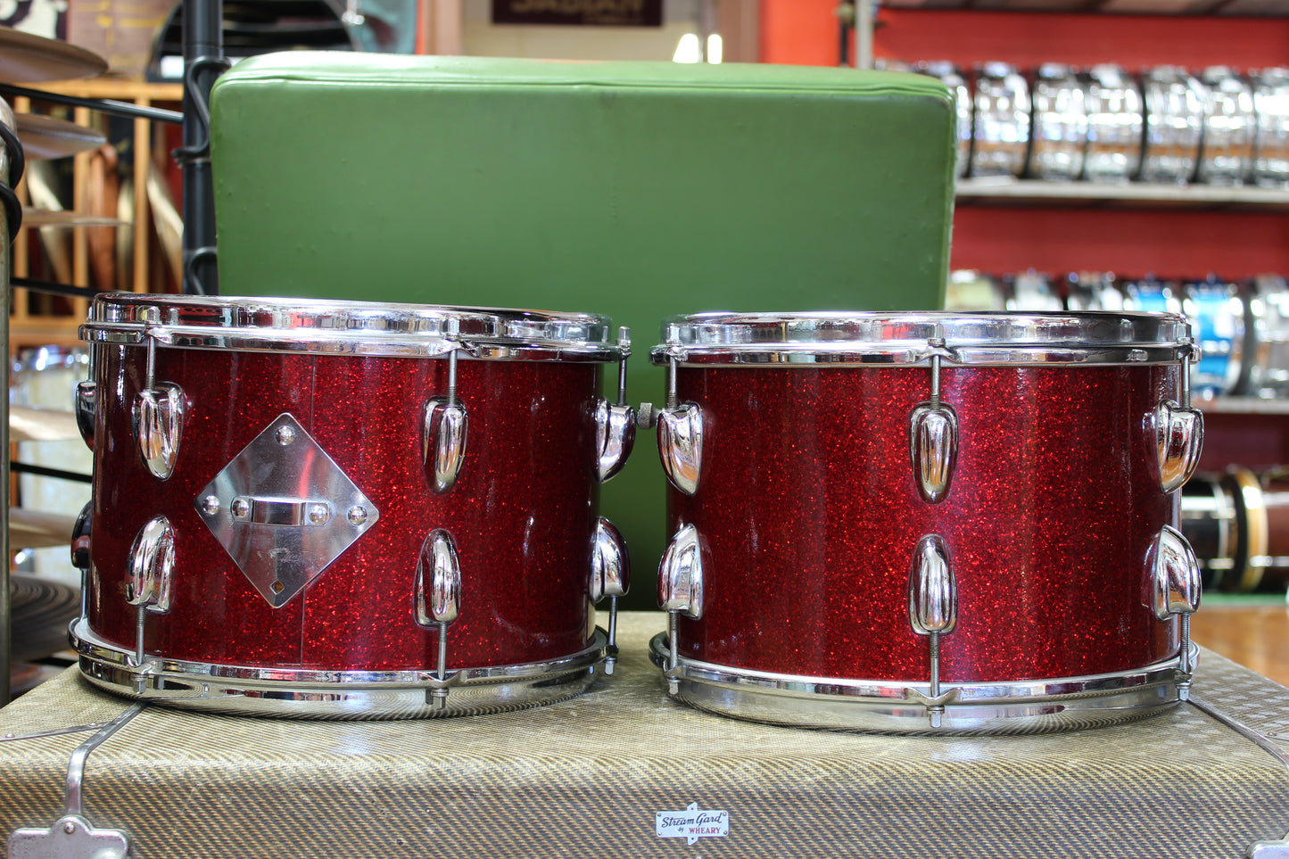 1966 Slingerland Modern Solo outfit in Sparkling Red Pearl 14x20 16x16 8x12 8x12