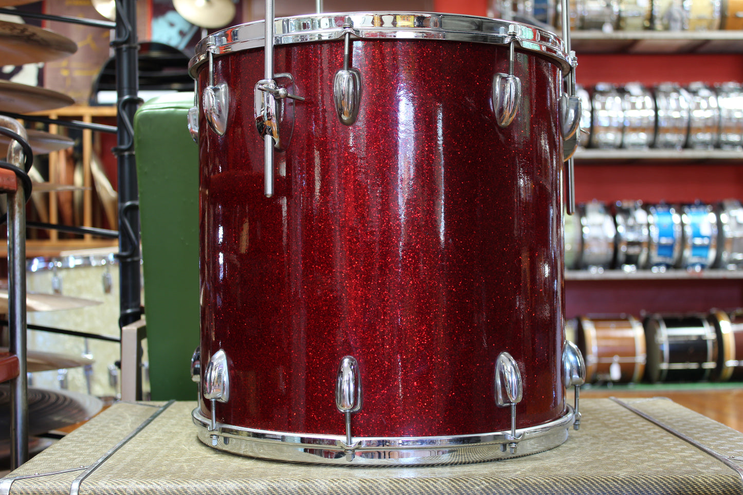 1966 Slingerland Modern Solo outfit in Sparkling Red Pearl 14x20 16x16 8x12 8x12