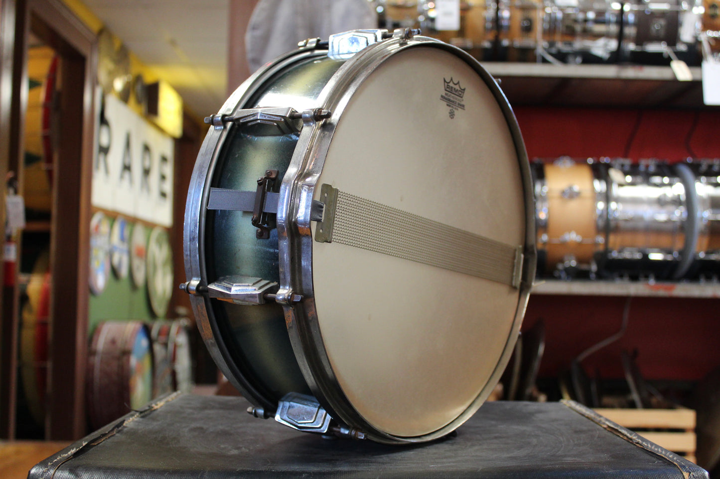 1936 Ludwig and Ludwig 5x14 Snare Drum in Blue and Silver Duco