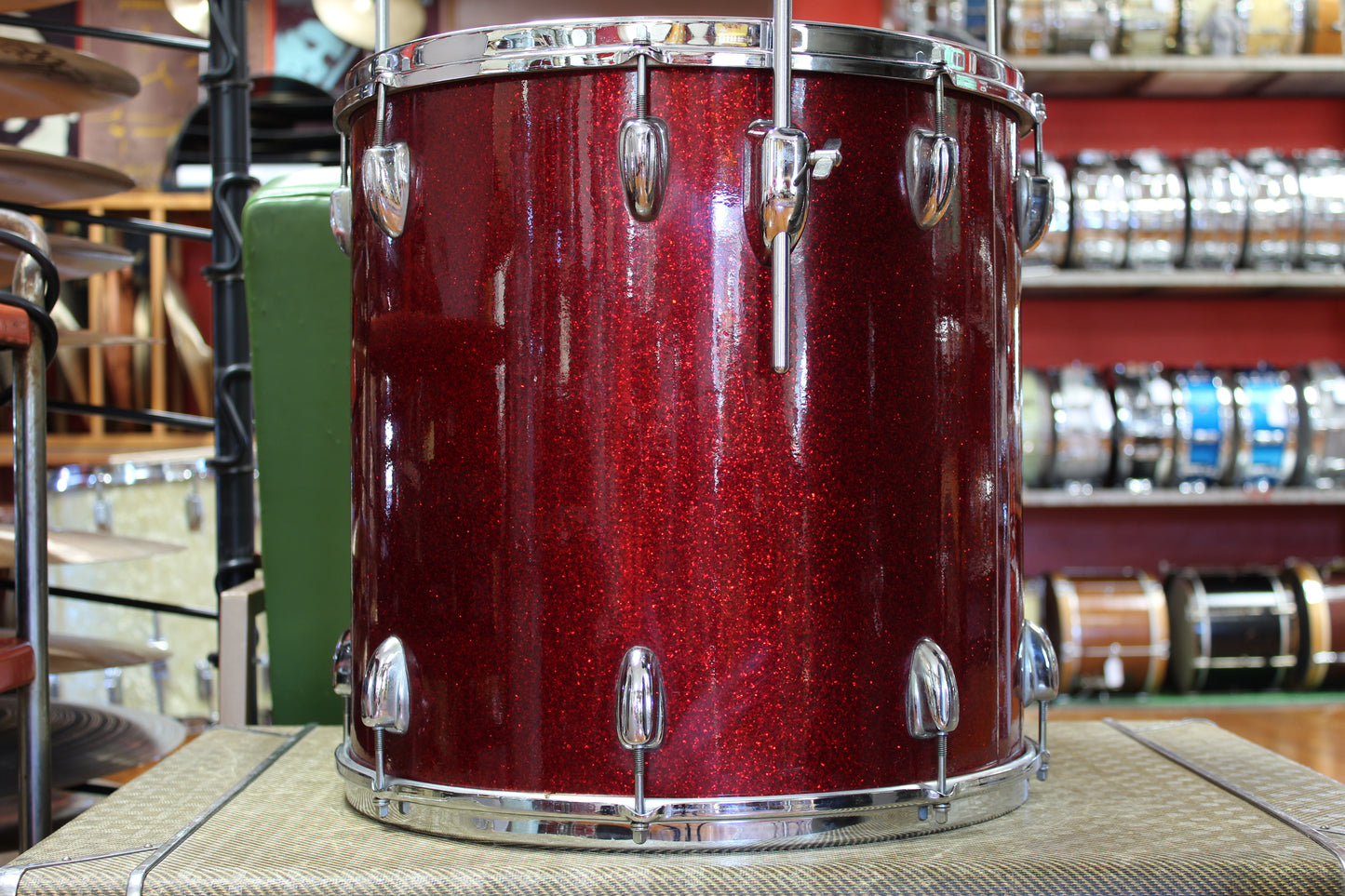 1966 Slingerland Modern Solo outfit in Sparkling Red Pearl 14x20 16x16 8x12 8x12