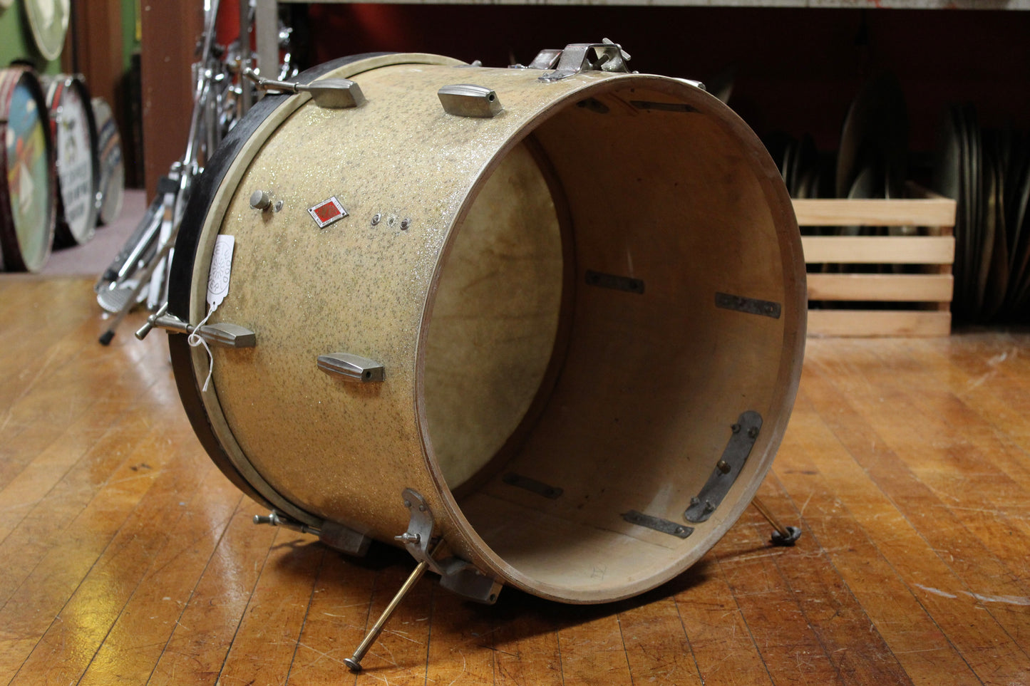 1940s Sonorus Superior Class 14x19 Bass Drum in Gold Sparkle