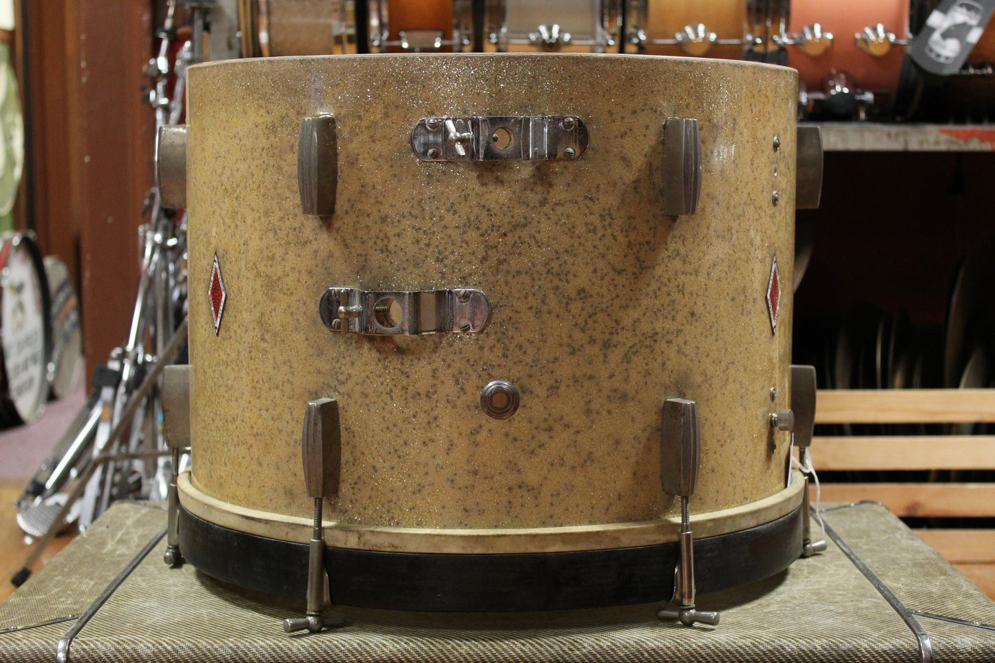 1940s Sonorus Superior Class 14x19 Bass Drum in Gold Sparkle