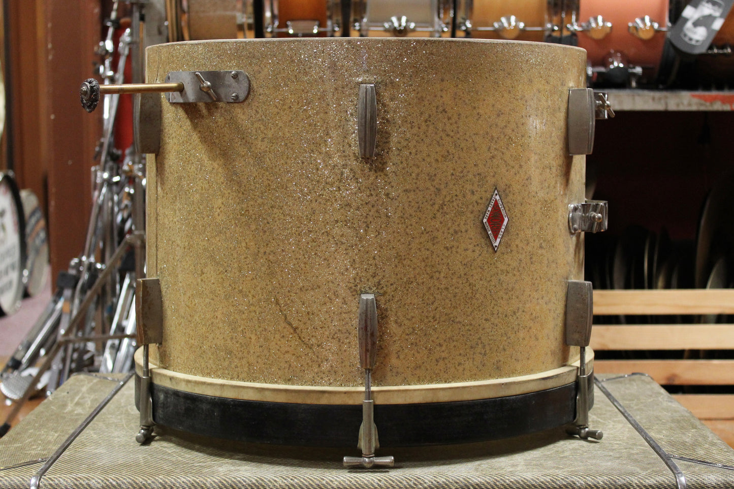 1940s Sonorus Superior Class 14x19 Bass Drum in Gold Sparkle