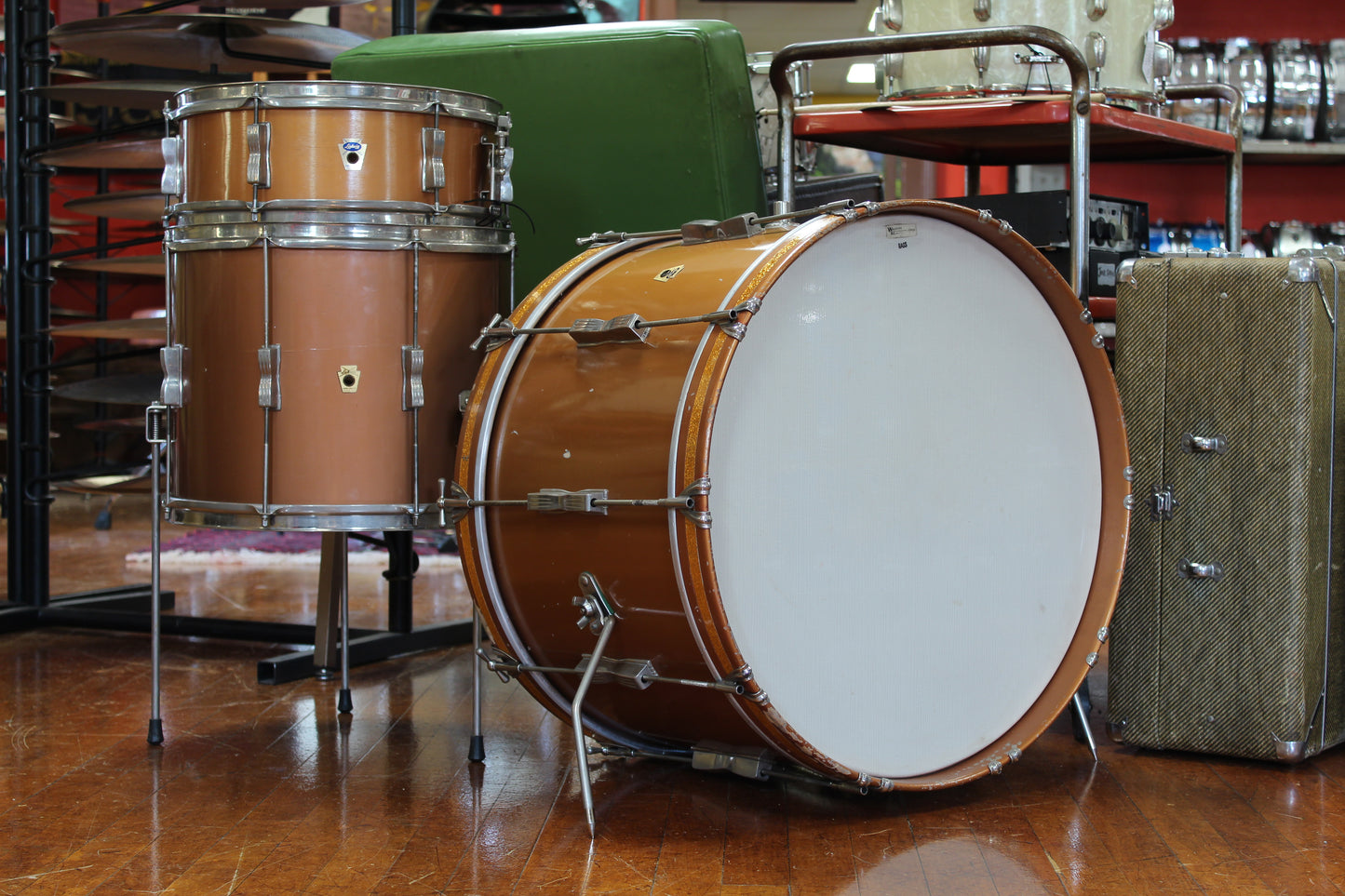 1960 Ludwig Spotlight outfit in Empire Copper Lacquer 14x22 12x15 5x14