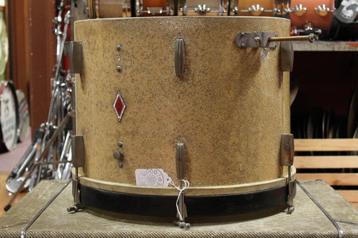 1940s Sonorus Superior Class 14x19 Bass Drum in Gold Sparkle