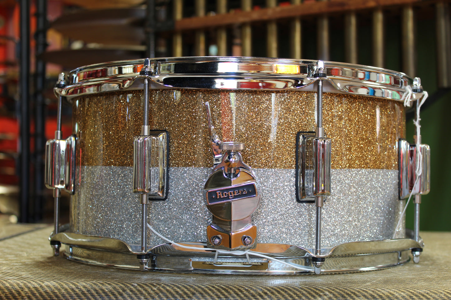 Rogers PowerTone Snare Drum 14x6.5 in Gold/Silver Two-Tone Lacquer