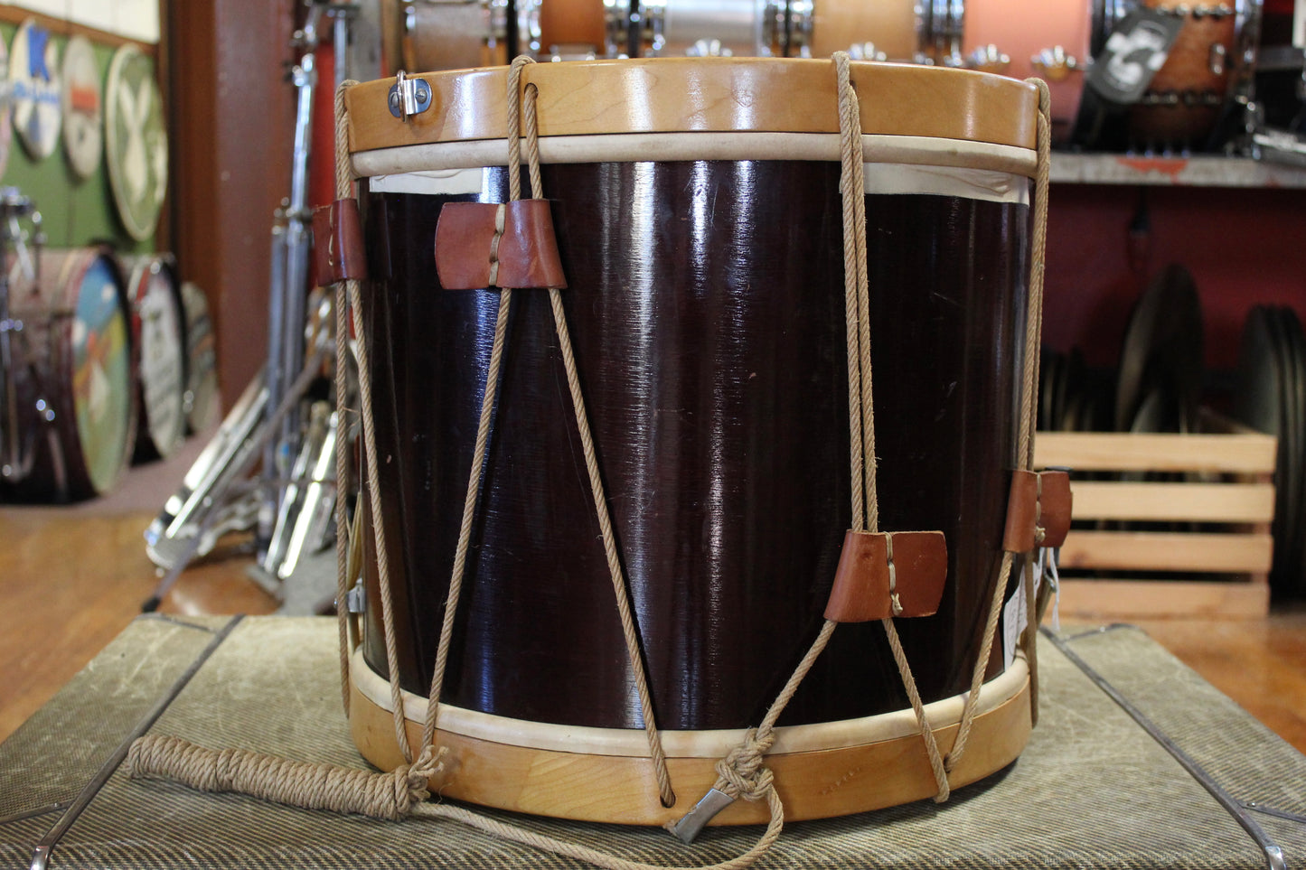 1940's WFL 12"x15" Rope Tension Marching Snare in Mahogany