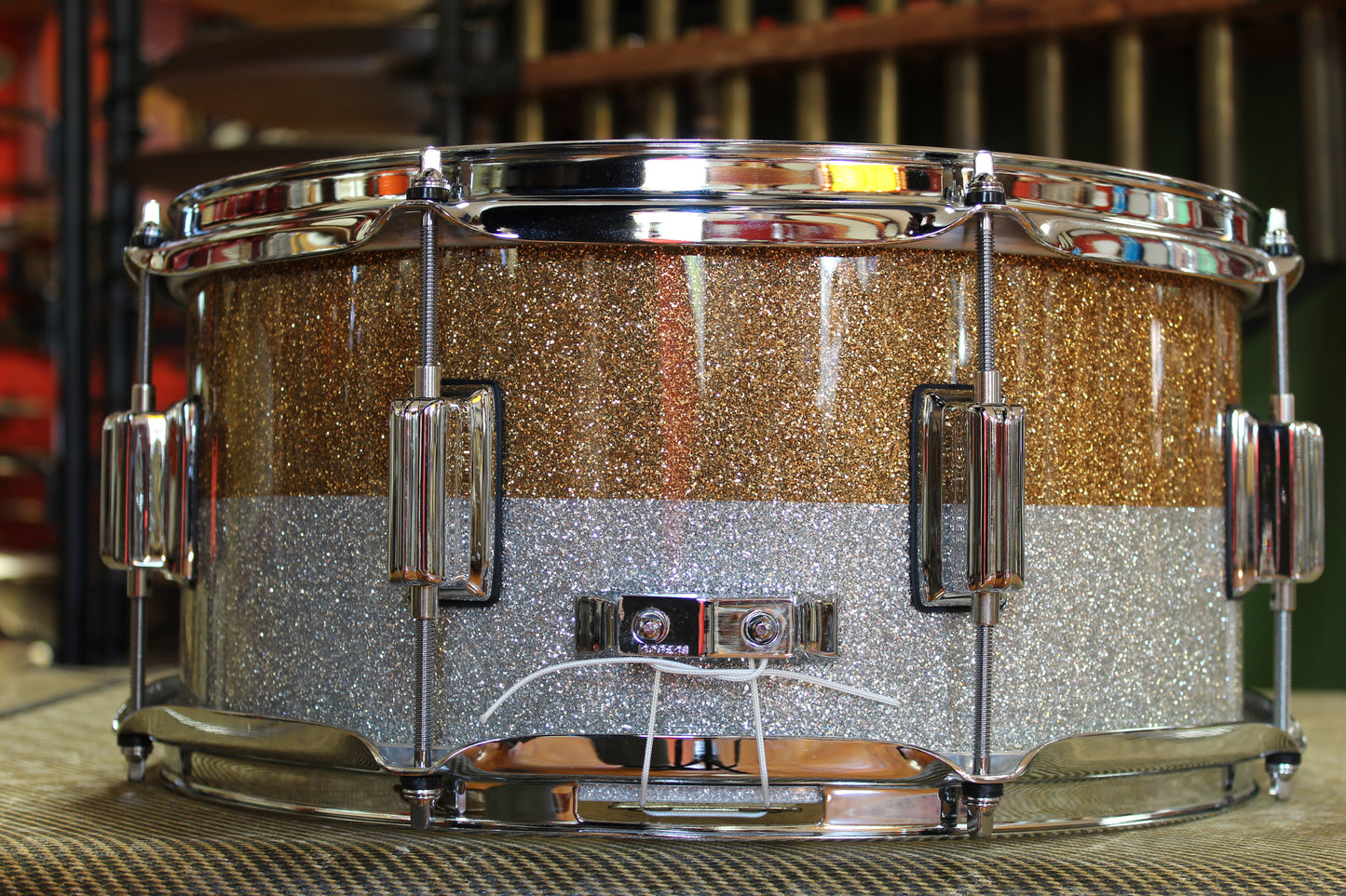 Rogers PowerTone Snare Drum 14x6.5 in Gold/Silver Two-Tone Lacquer