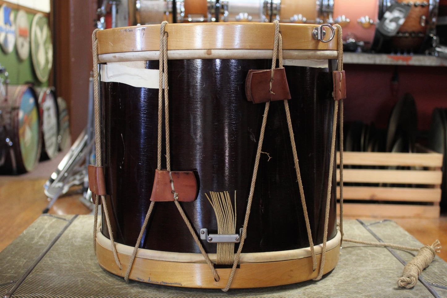 1940's WFL 12"x15" Rope Tension Marching Snare in Mahogany