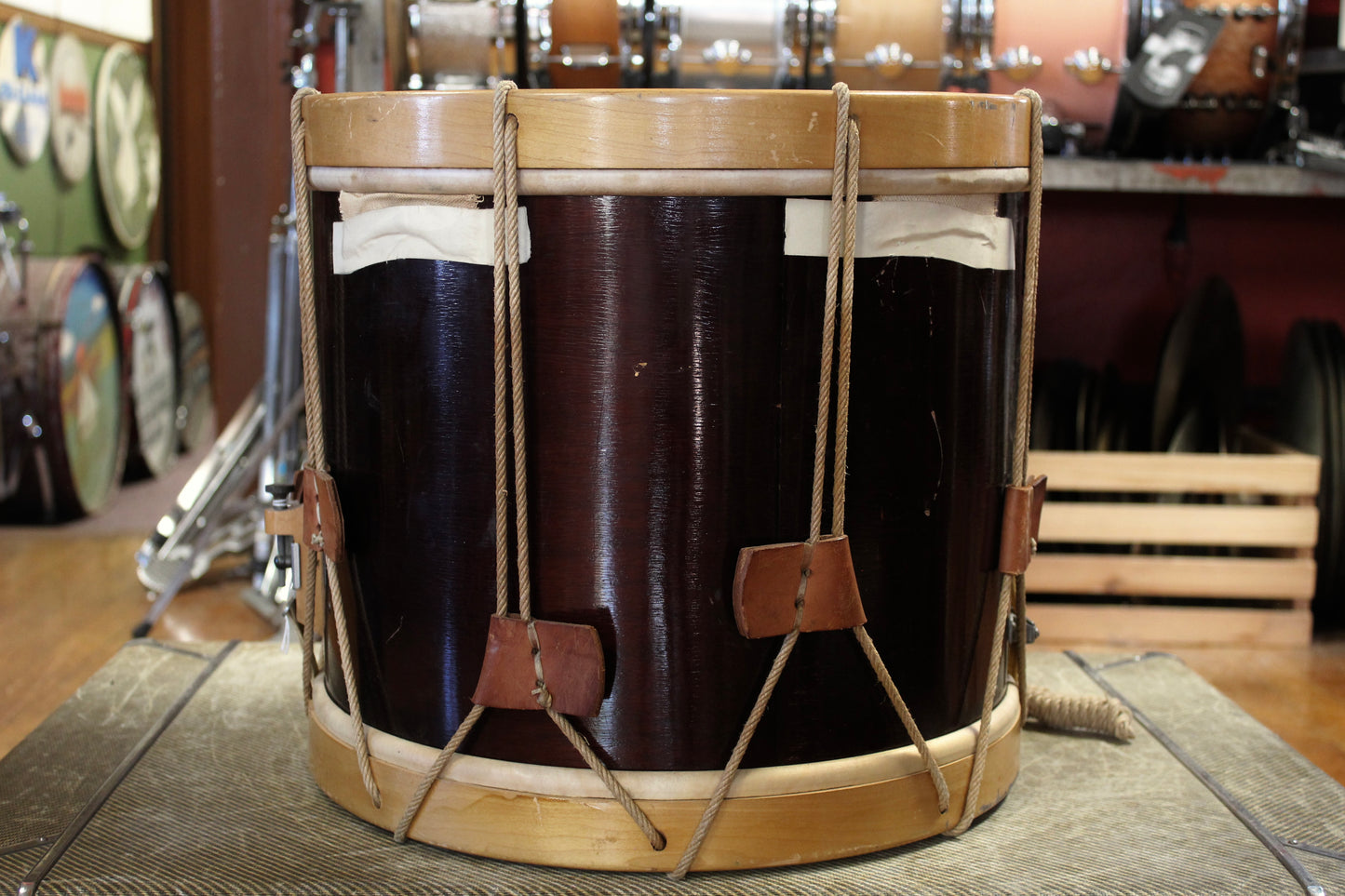 1940's WFL 12"x15" Rope Tension Marching Snare in Mahogany