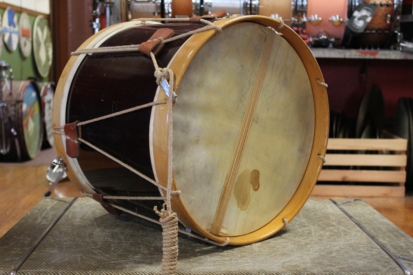 1940's WFL 12"x15" Rope Tension Marching Snare in Mahogany