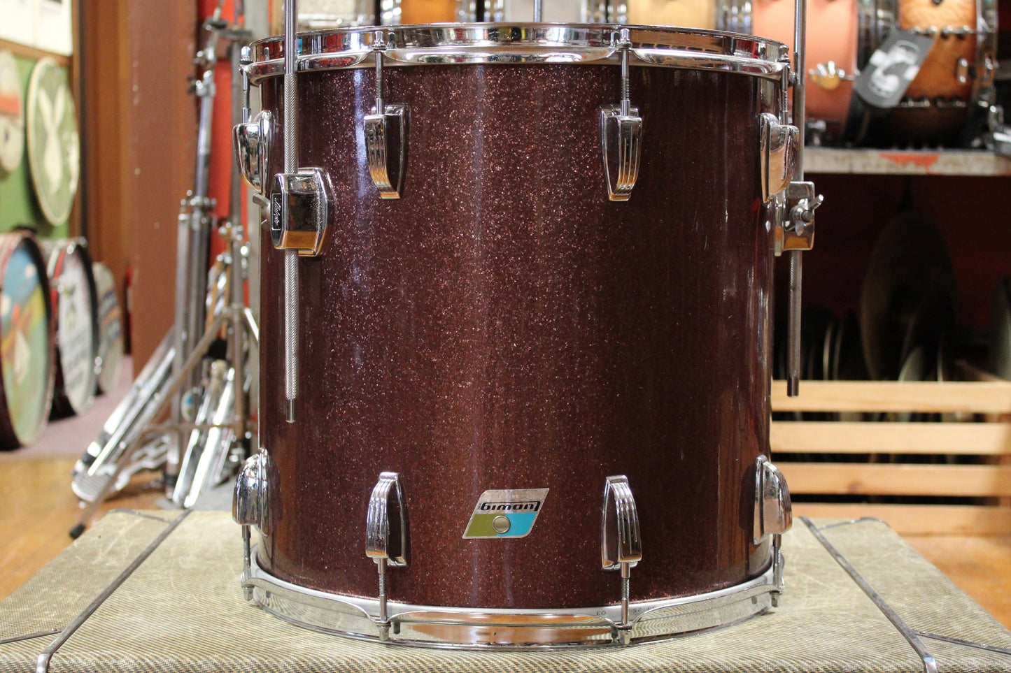 1970s Ludwig 9x13 Tom and 16x16 Floor Tom in Burgundy Sparkle