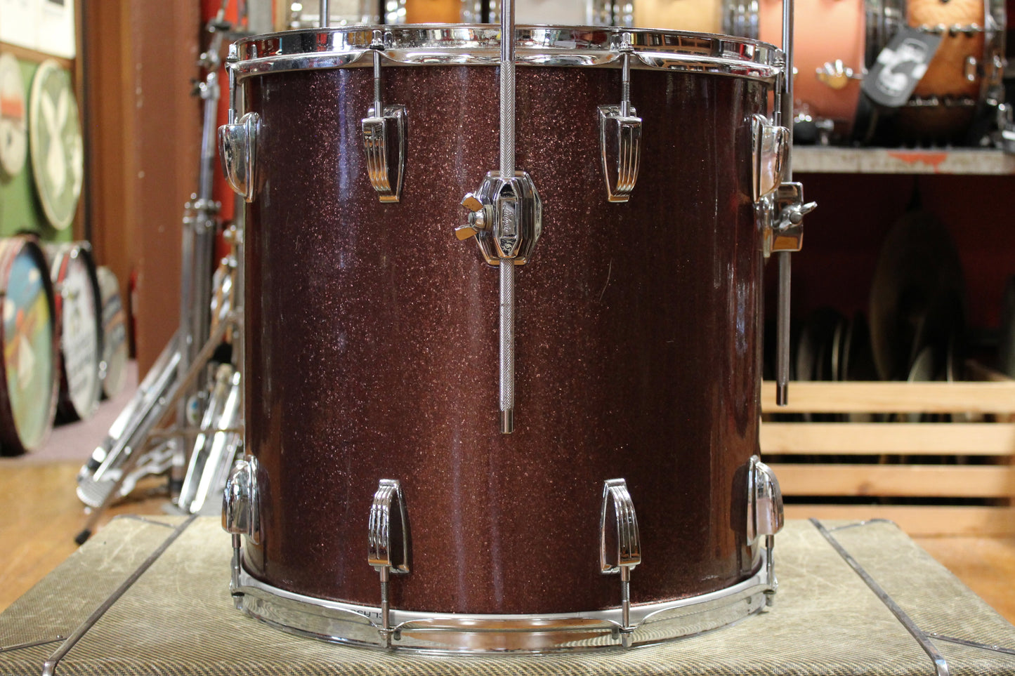 1970s Ludwig 9x13 Tom and 16x16 Floor Tom in Burgundy Sparkle