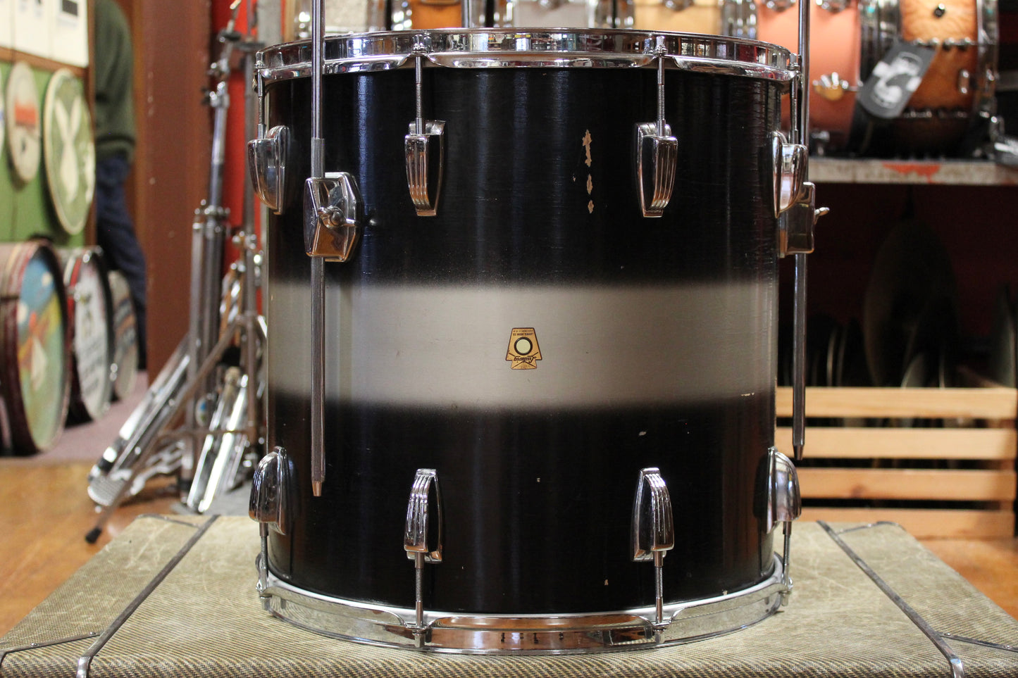 1960s Ludwig 9x13 Tom and 1960 Pre-serial 16x16 Floor Tom in Black and Silver Duco