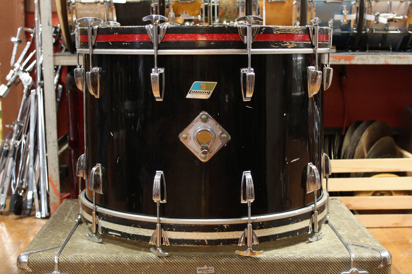 1970's Ludwig Big Beat Outfit in Black Cortex 14x22 16x16 8x12 9x13