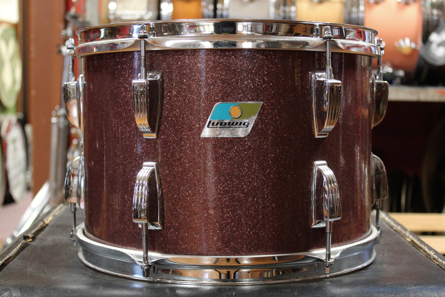 1970s Ludwig 9x13 Tom and 16x16 Floor Tom in Burgundy Sparkle