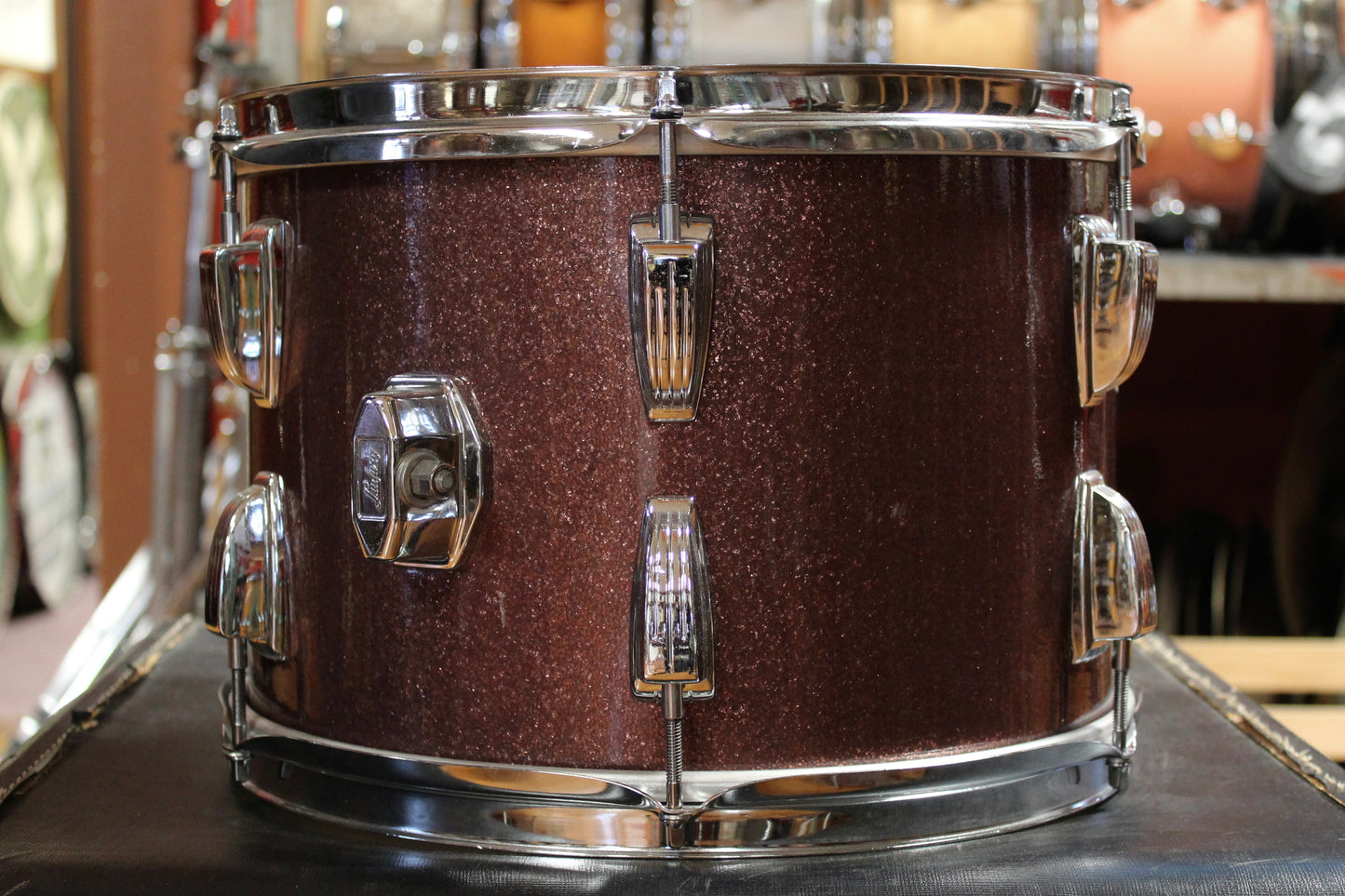 1970s Ludwig 9x13 Tom and 16x16 Floor Tom in Burgundy Sparkle