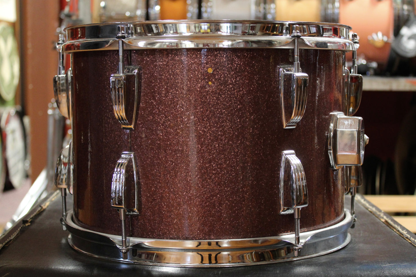 1970s Ludwig 9x13 Tom and 16x16 Floor Tom in Burgundy Sparkle