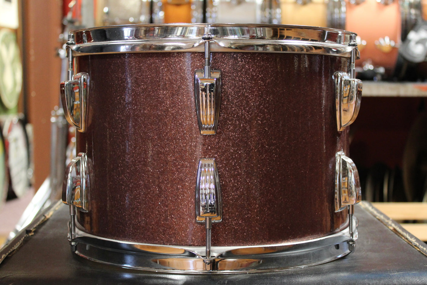 1970s Ludwig 9x13 Tom and 16x16 Floor Tom in Burgundy Sparkle