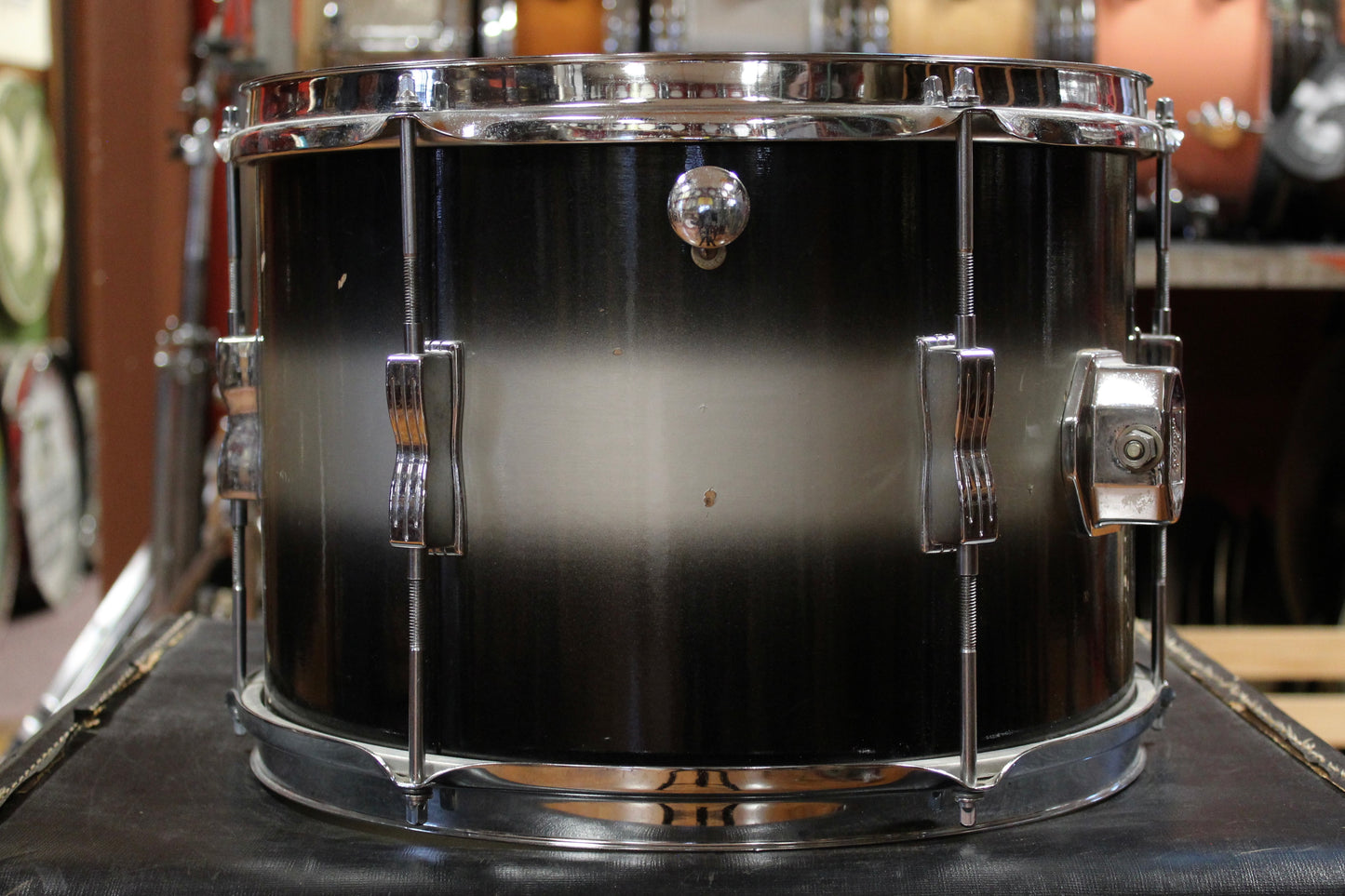 1960s Ludwig 9x13 Tom and 1960 Pre-serial 16x16 Floor Tom in Black and Silver Duco