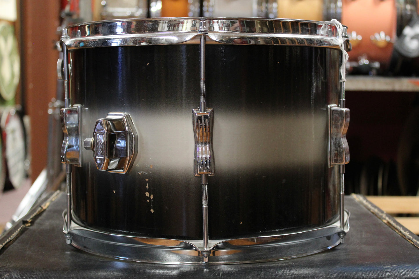 1960s Ludwig 9x13 Tom and 1960 Pre-serial 16x16 Floor Tom in Black and Silver Duco