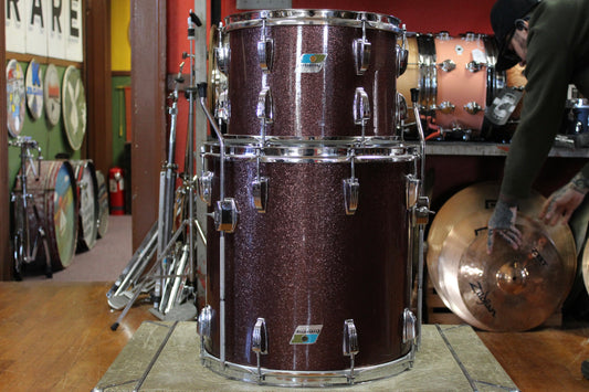 1970s Ludwig 9x13 Tom and 16x16 Floor Tom in Burgundy Sparkle