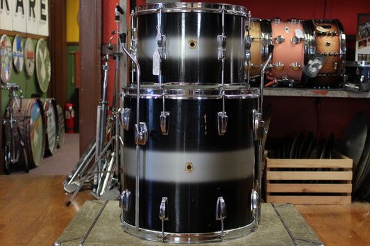 1960s Ludwig 9x13 Tom and 1960 Pre-serial 16x16 Floor Tom in Black and Silver Duco