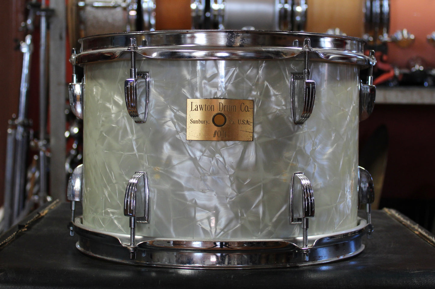 00s Lawton Drum Company 8x12 Tom and 16x16 Floor Tom in White Marine Pearl