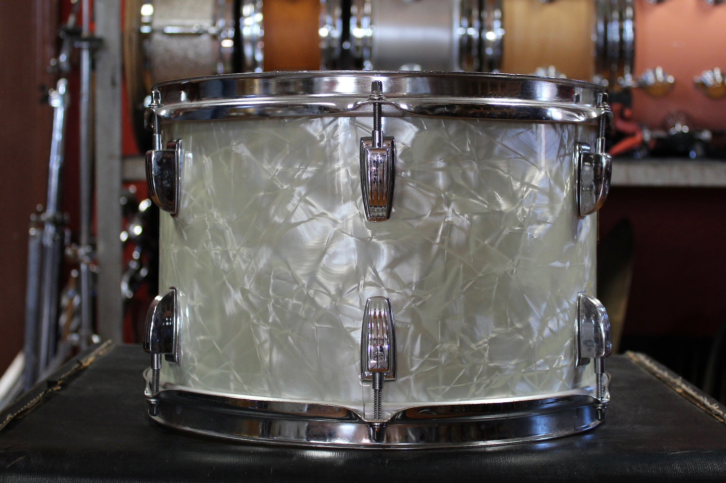 00s Lawton Drum Company 8x12 Tom and 16x16 Floor Tom in White Marine Pearl