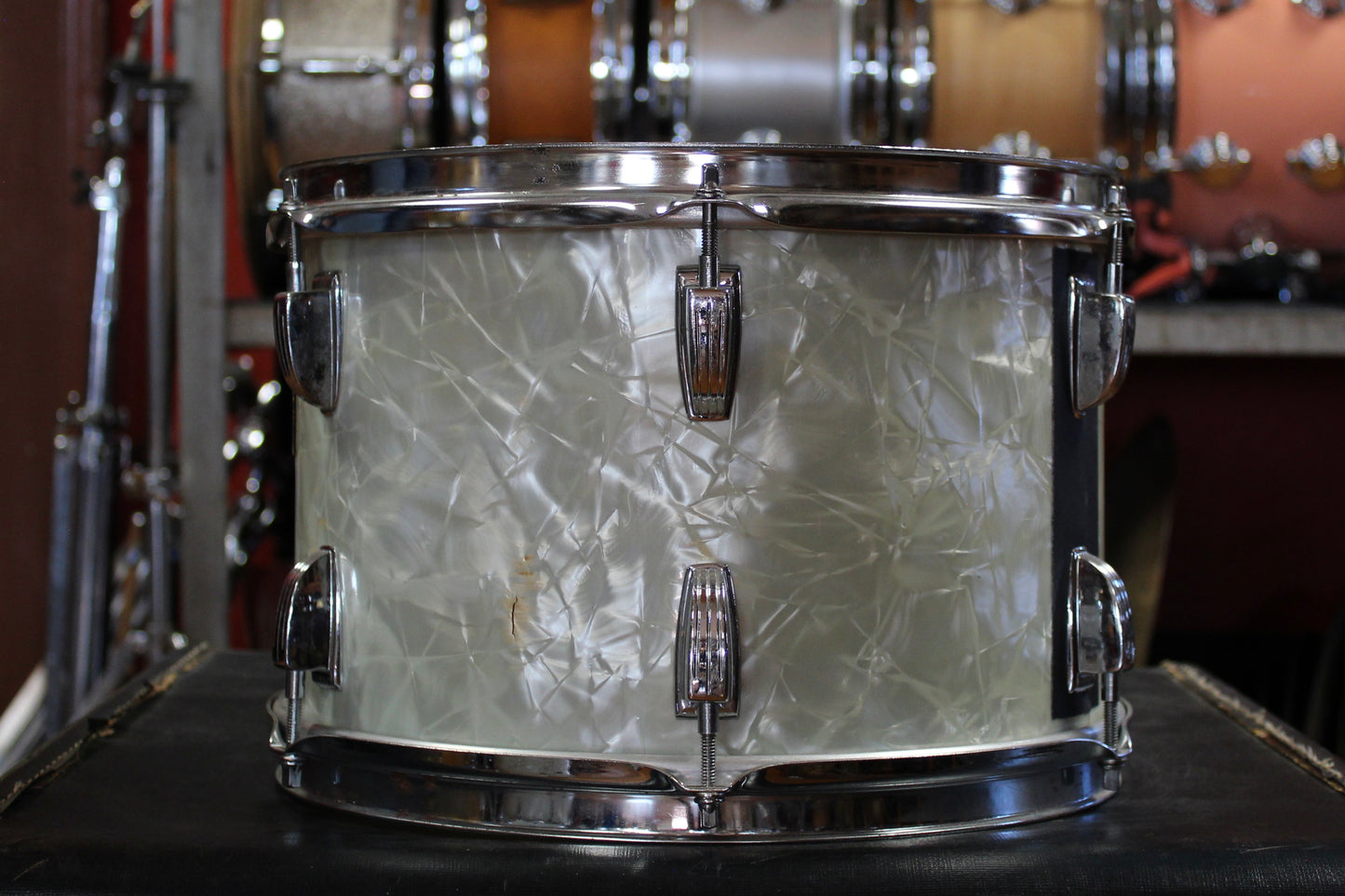 00s Lawton Drum Company 8x12 Tom and 16x16 Floor Tom in White Marine Pearl