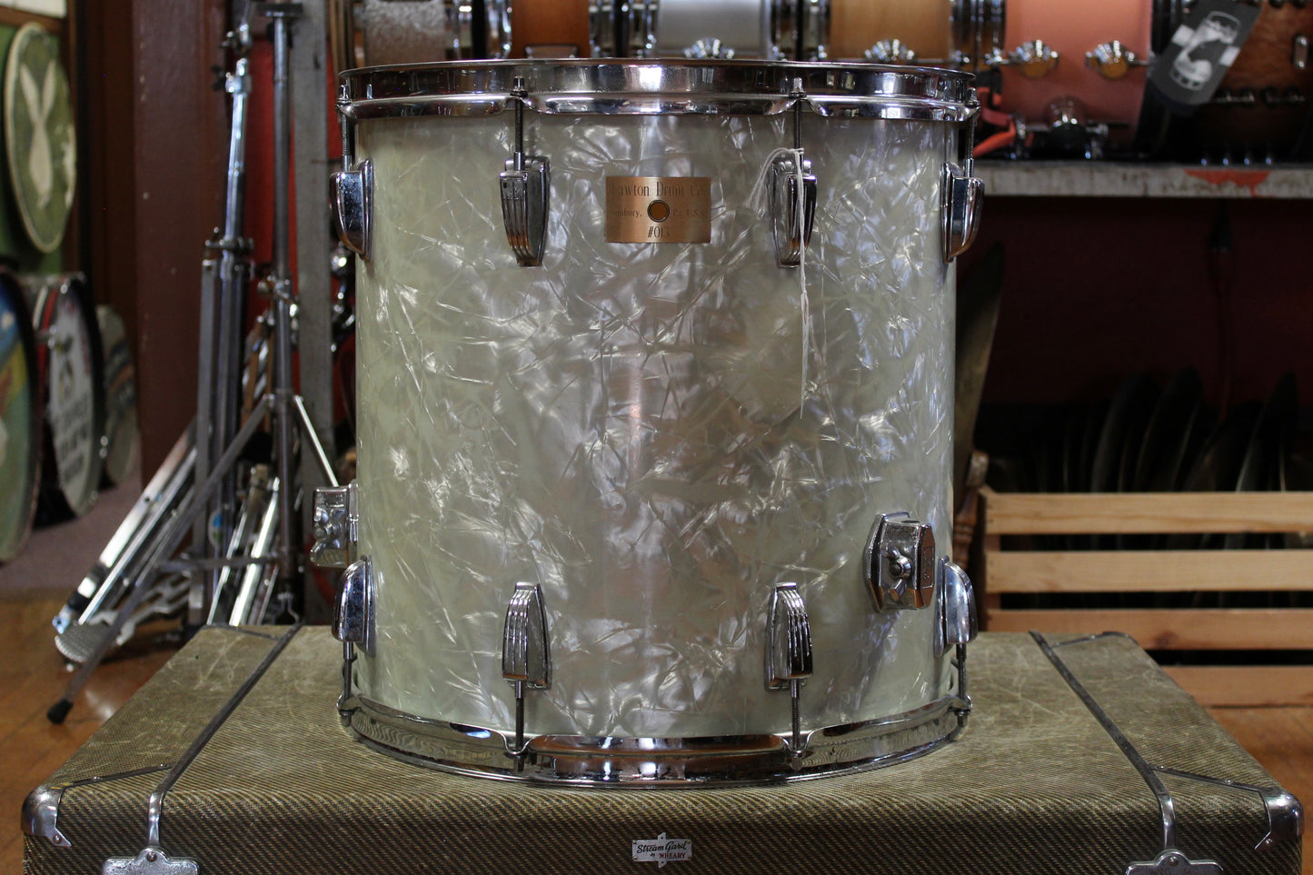 00s Lawton Drum Company 8x12 Tom and 16x16 Floor Tom in White Marine Pearl