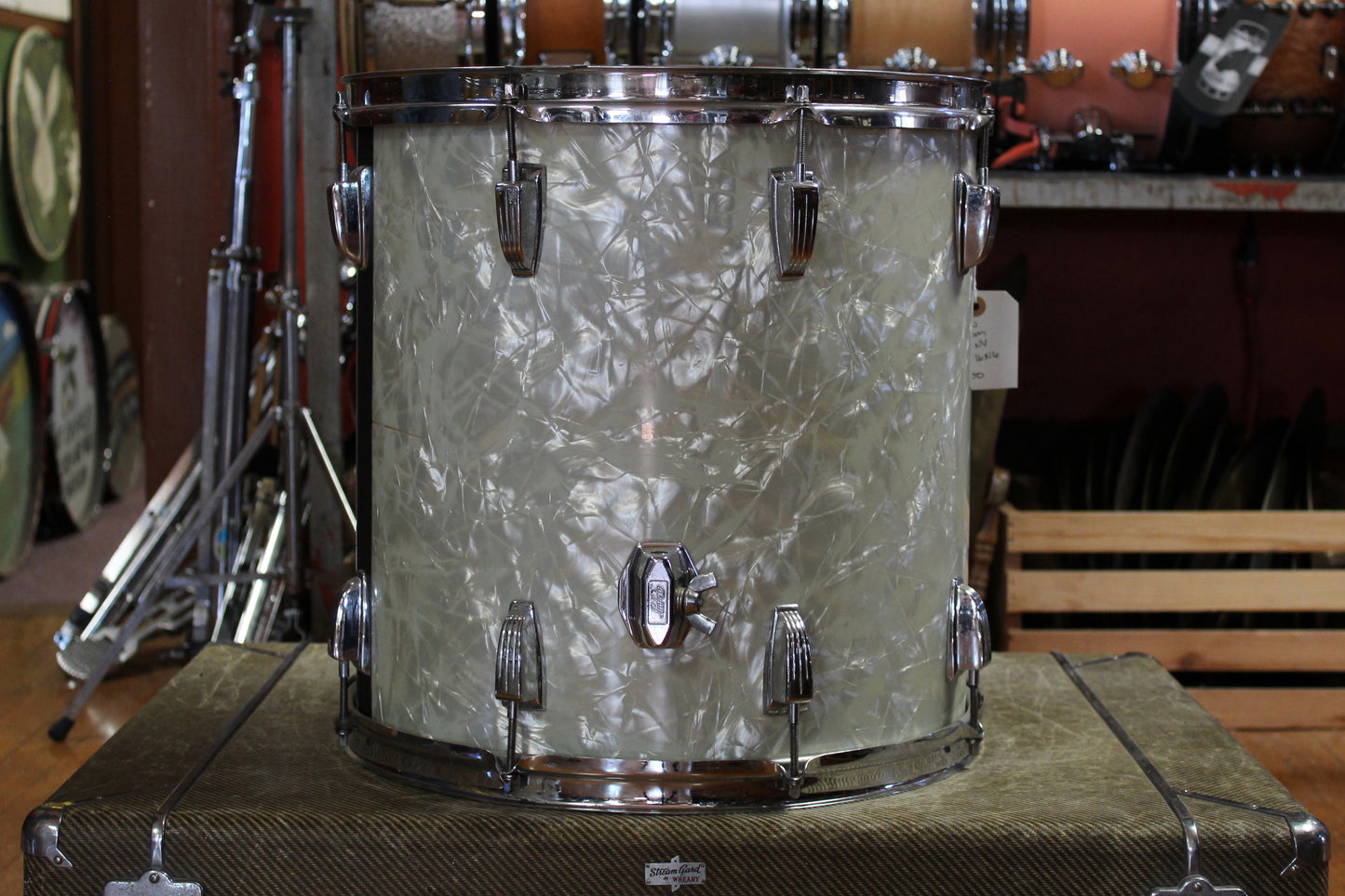 00s Lawton Drum Company 8x12 Tom and 16x16 Floor Tom in White Marine Pearl