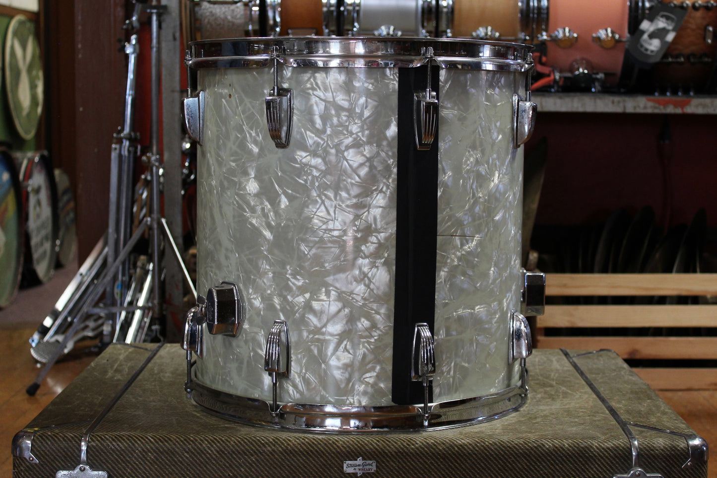 00s Lawton Drum Company 8x12 Tom and 16x16 Floor Tom in White Marine Pearl