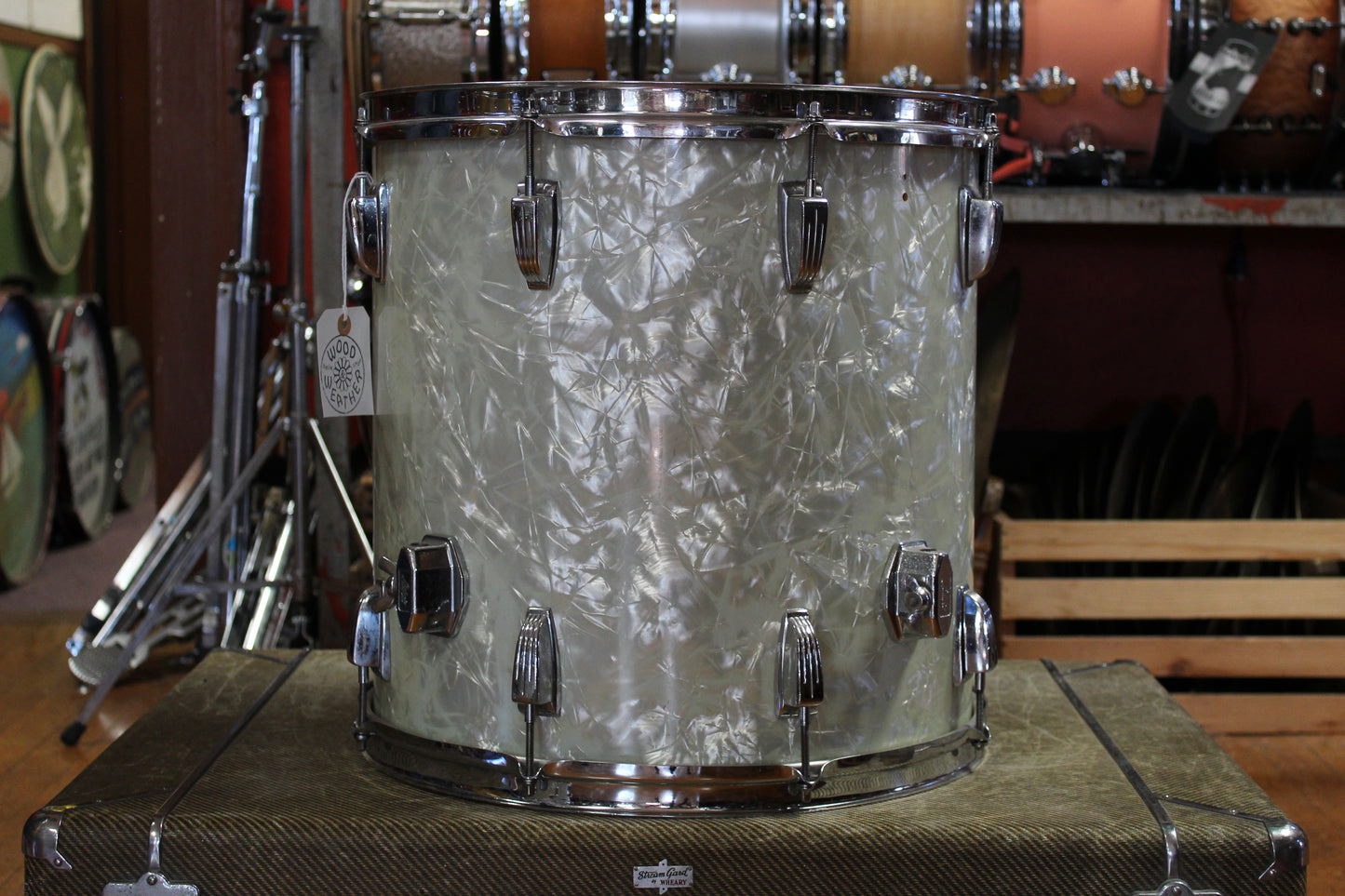 00s Lawton Drum Company 8x12 Tom and 16x16 Floor Tom in White Marine Pearl